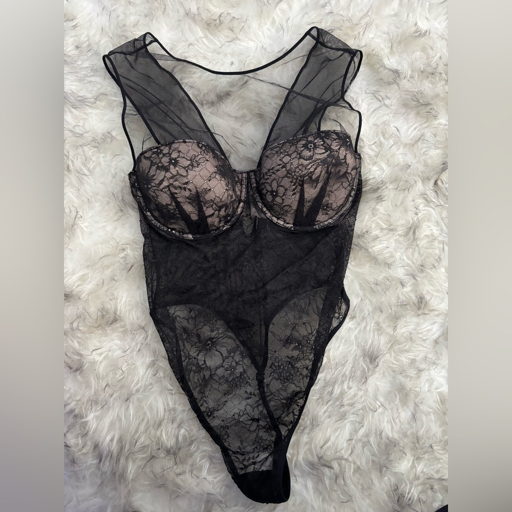 Victoria's Secret Sheer Black Bodysuit